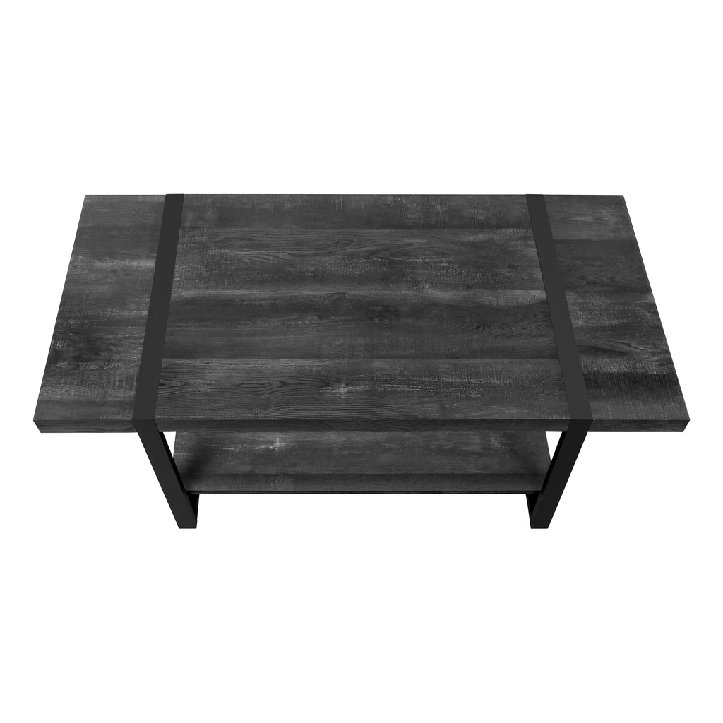 COFFEE TABLE - BLACK RECLAIMED WOOD-LOOK / BLACK METAL