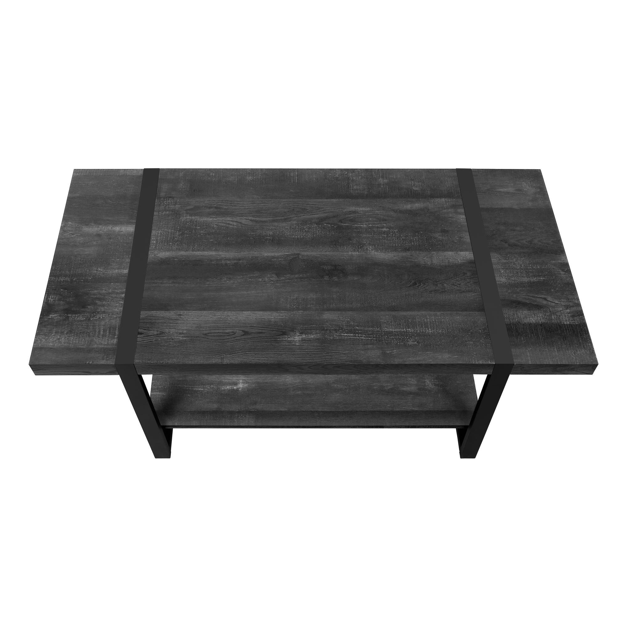 COFFEE TABLE - BLACK RECLAIMED WOOD-LOOK / BLACK METAL