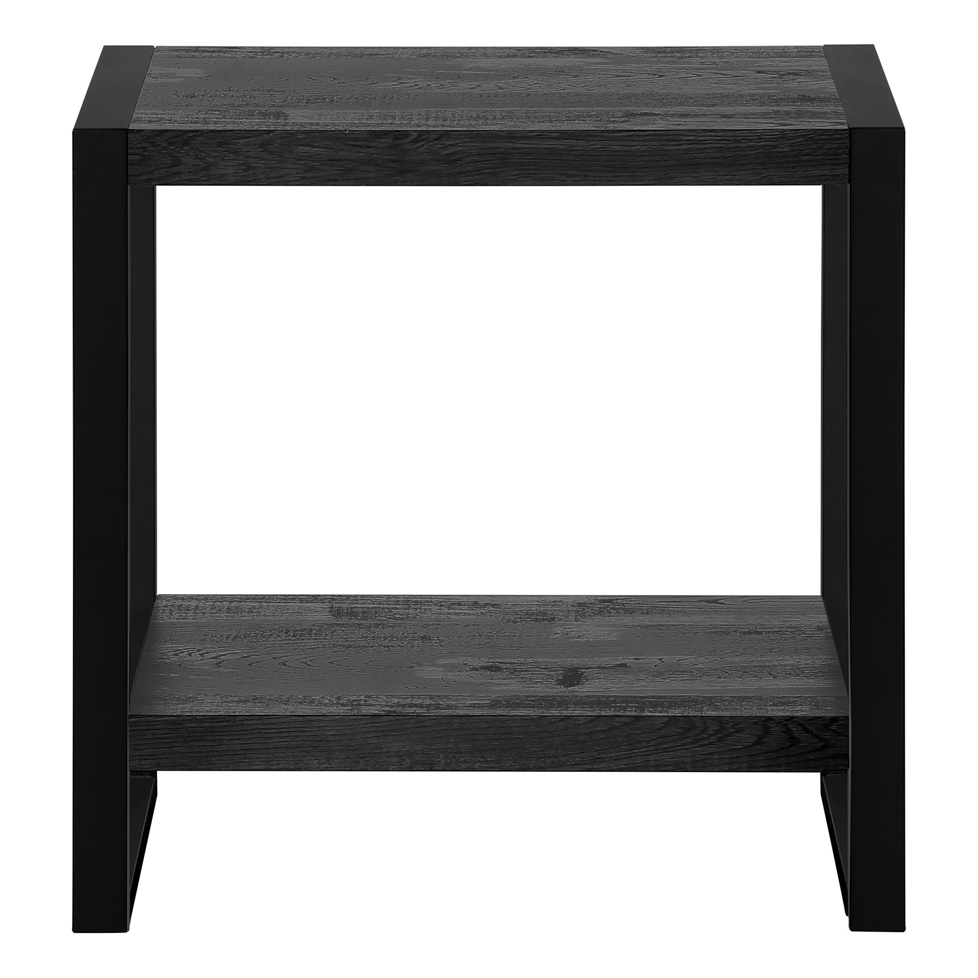 ACCENT TABLE - BLACK RECLAIMED WOOD-LOOK / BLACK METAL