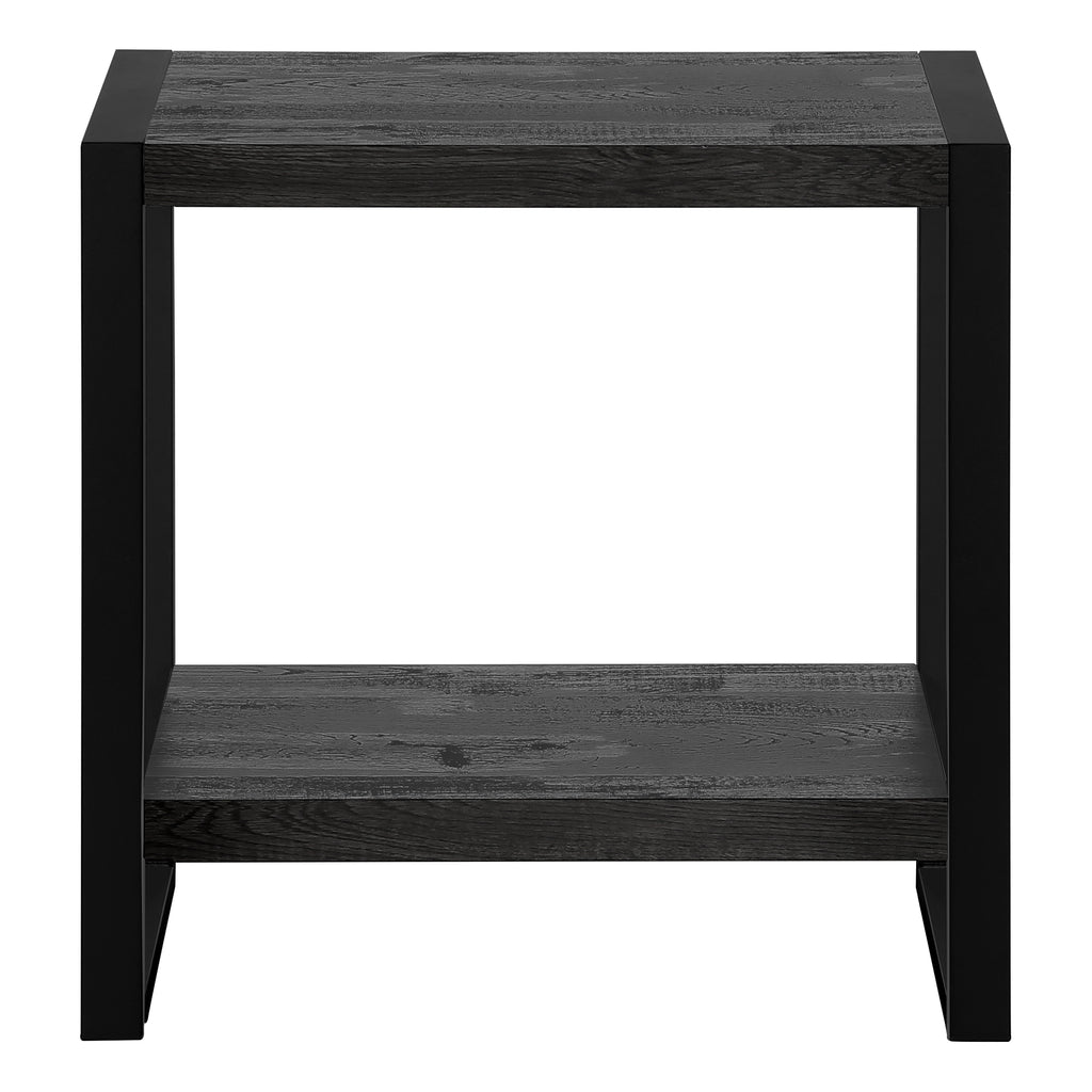 ACCENT TABLE - BLACK RECLAIMED WOOD-LOOK / BLACK METAL
