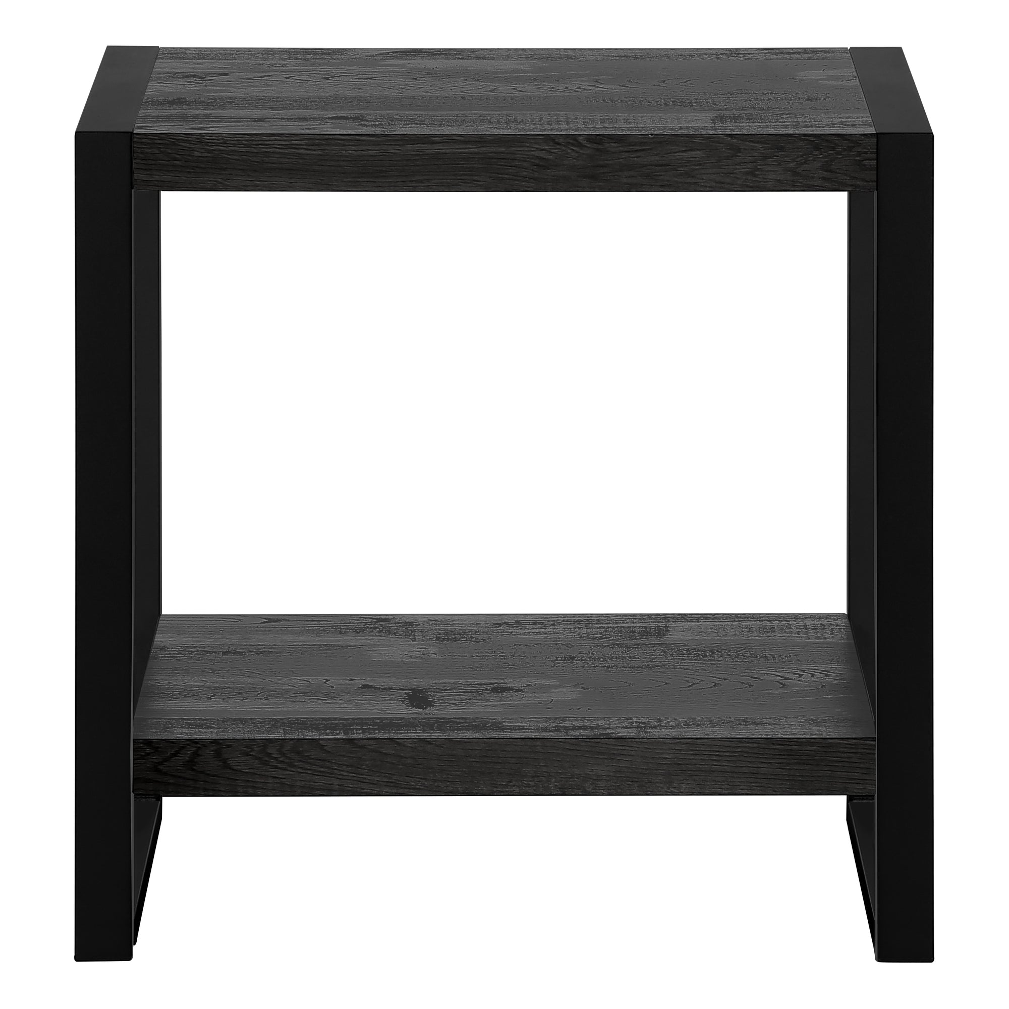 ACCENT TABLE - BLACK RECLAIMED WOOD-LOOK / BLACK METAL