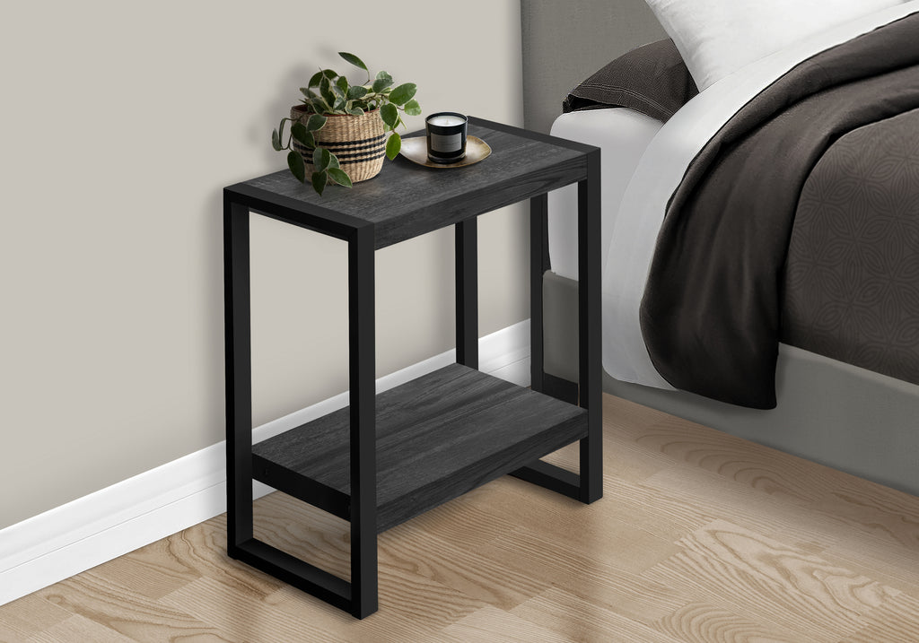 ACCENT TABLE - BLACK RECLAIMED WOOD-LOOK / BLACK METAL