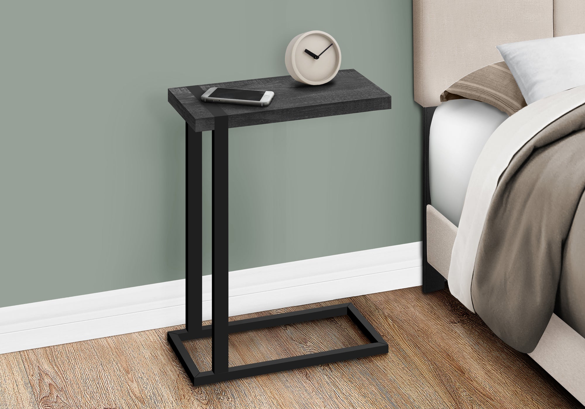 ACCENT TABLE - BLACK RECLAIMED WOOD-LOOK / BLACK METAL