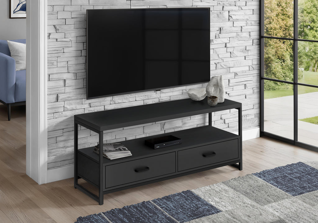 TV STAND - 48""L / BLACK / BLACK METAL
