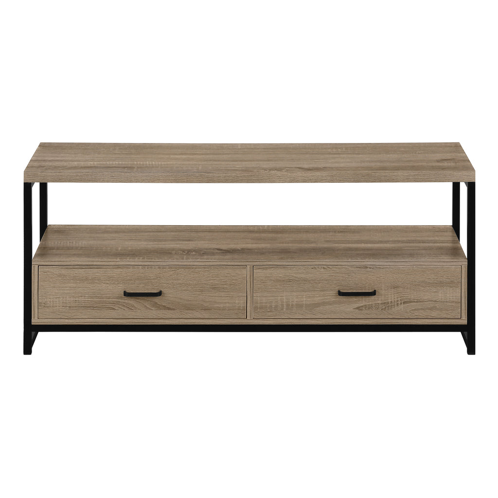 TV STAND - 48""L / DARK TAUPE / BLACK METAL
