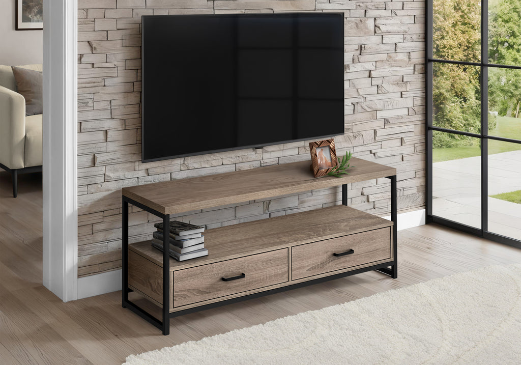TV STAND - 48""L / DARK TAUPE / BLACK METAL