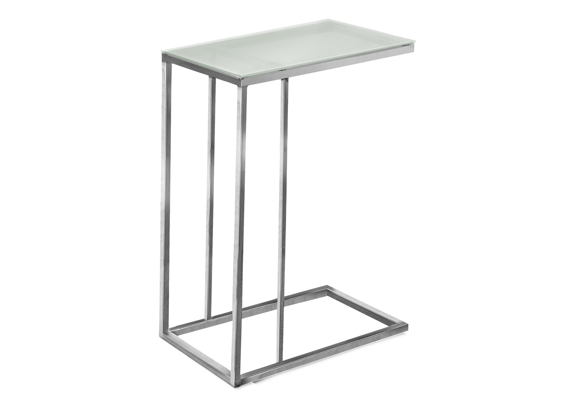 ACCENT TABLE - CHROME METAL WITH FROSTED TEMPERED GLASS