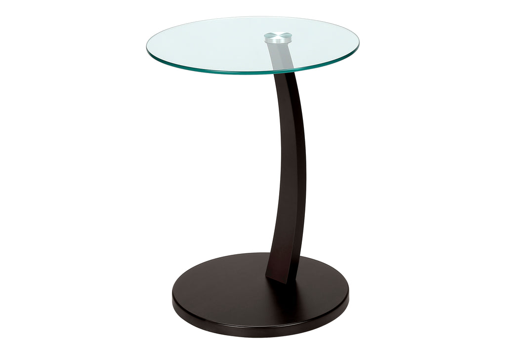 ACCENT TABLE - ESPRESSO BENTWOOD WITH TEMPERED GLASS