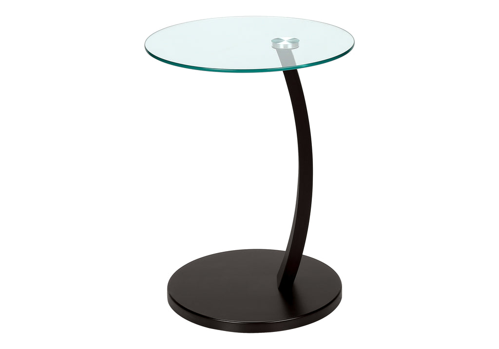 ACCENT TABLE - ESPRESSO BENTWOOD WITH TEMPERED GLASS