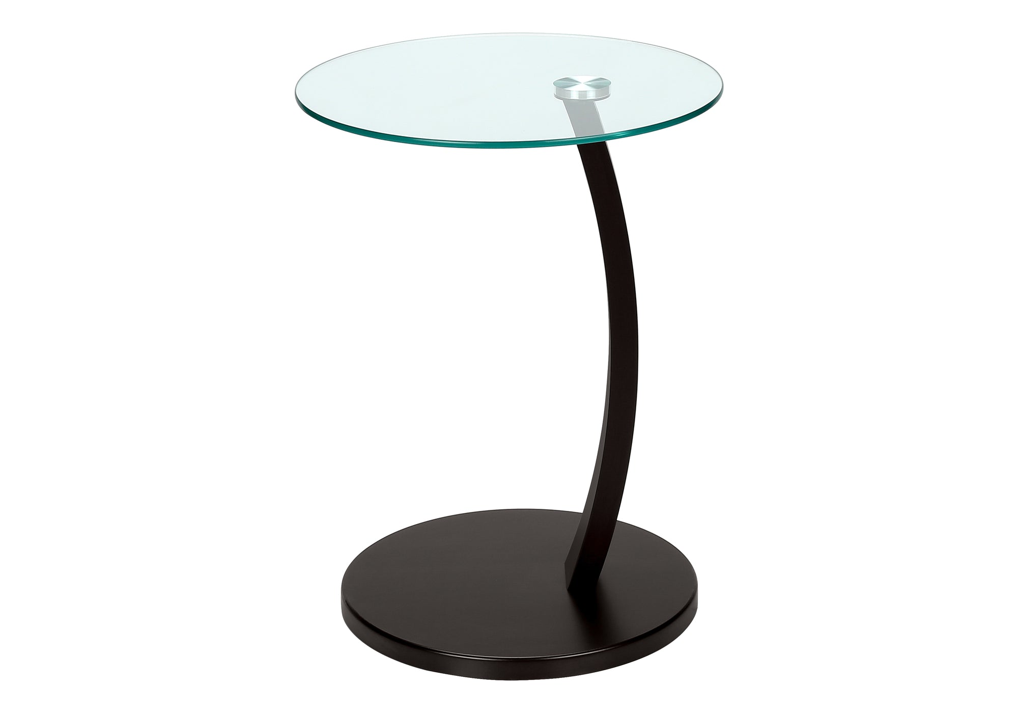 ACCENT TABLE - ESPRESSO BENTWOOD WITH TEMPERED GLASS