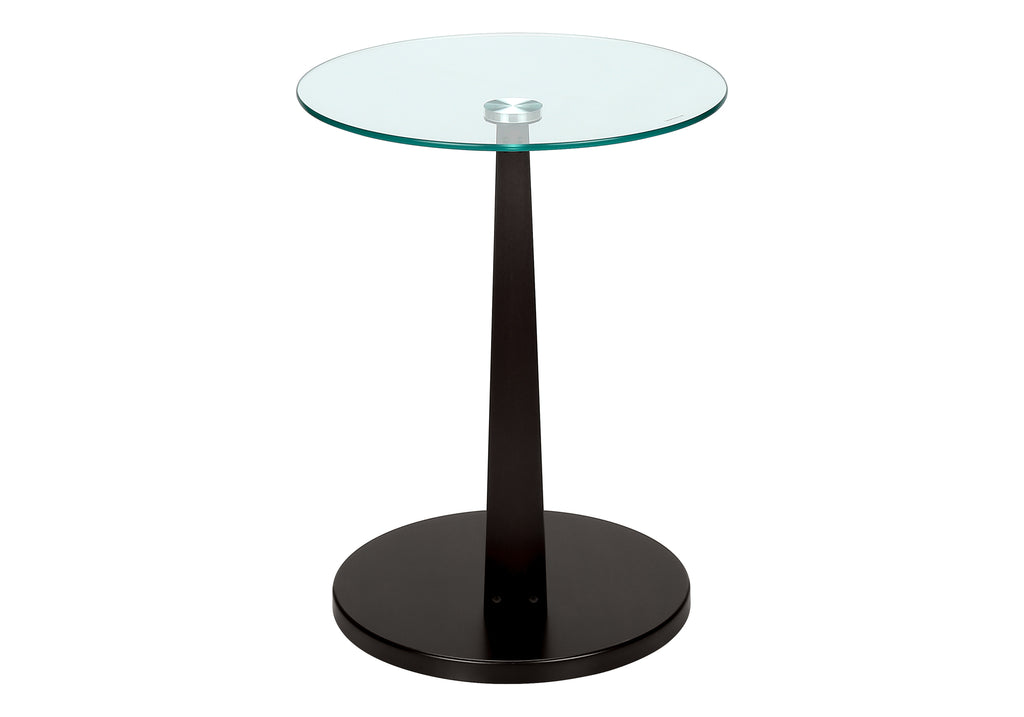 ACCENT TABLE - ESPRESSO BENTWOOD WITH TEMPERED GLASS