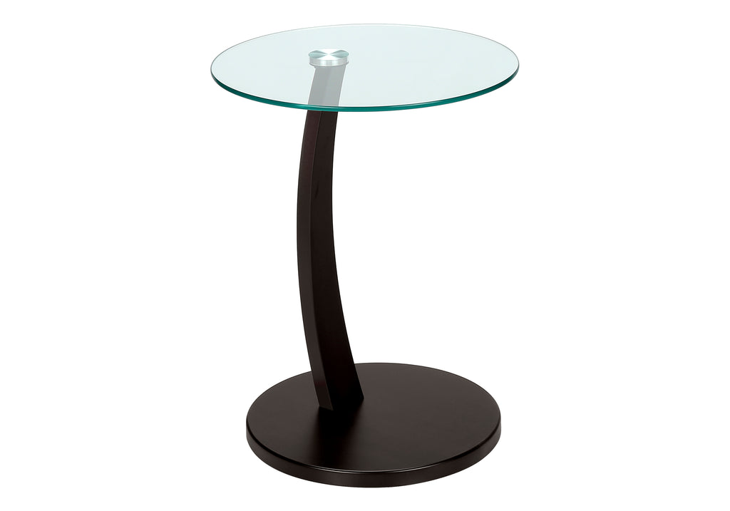 ACCENT TABLE - ESPRESSO BENTWOOD WITH TEMPERED GLASS