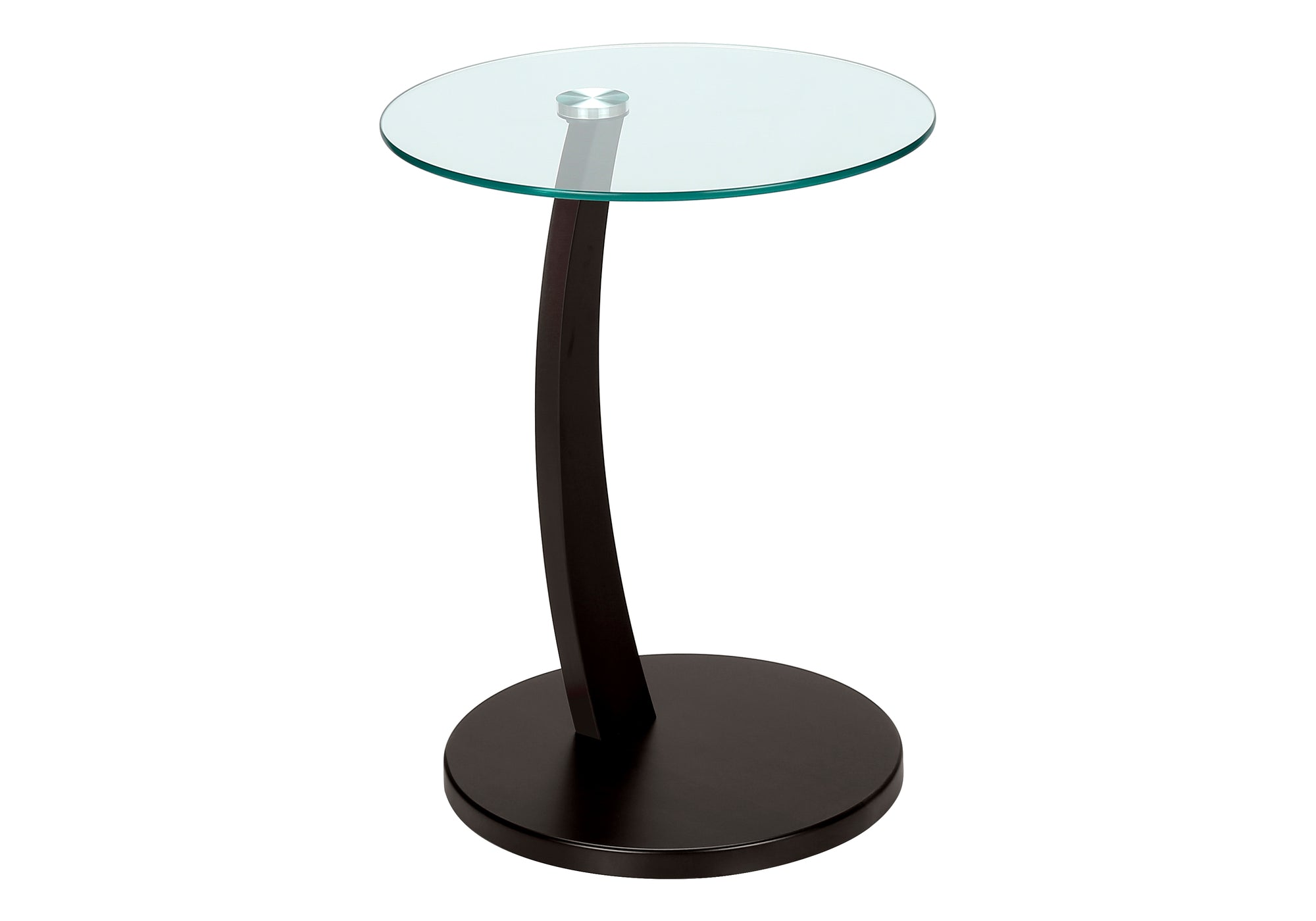 ACCENT TABLE - ESPRESSO BENTWOOD WITH TEMPERED GLASS