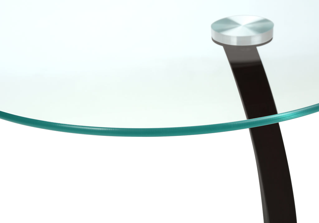 ACCENT TABLE - ESPRESSO BENTWOOD WITH TEMPERED GLASS