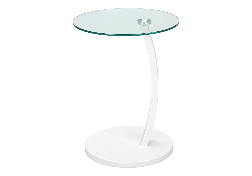 ACCENT TABLE - WHITE BENTWOOD WITH TEMPERED GLASS