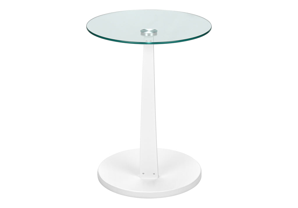 ACCENT TABLE - WHITE BENTWOOD WITH TEMPERED GLASS