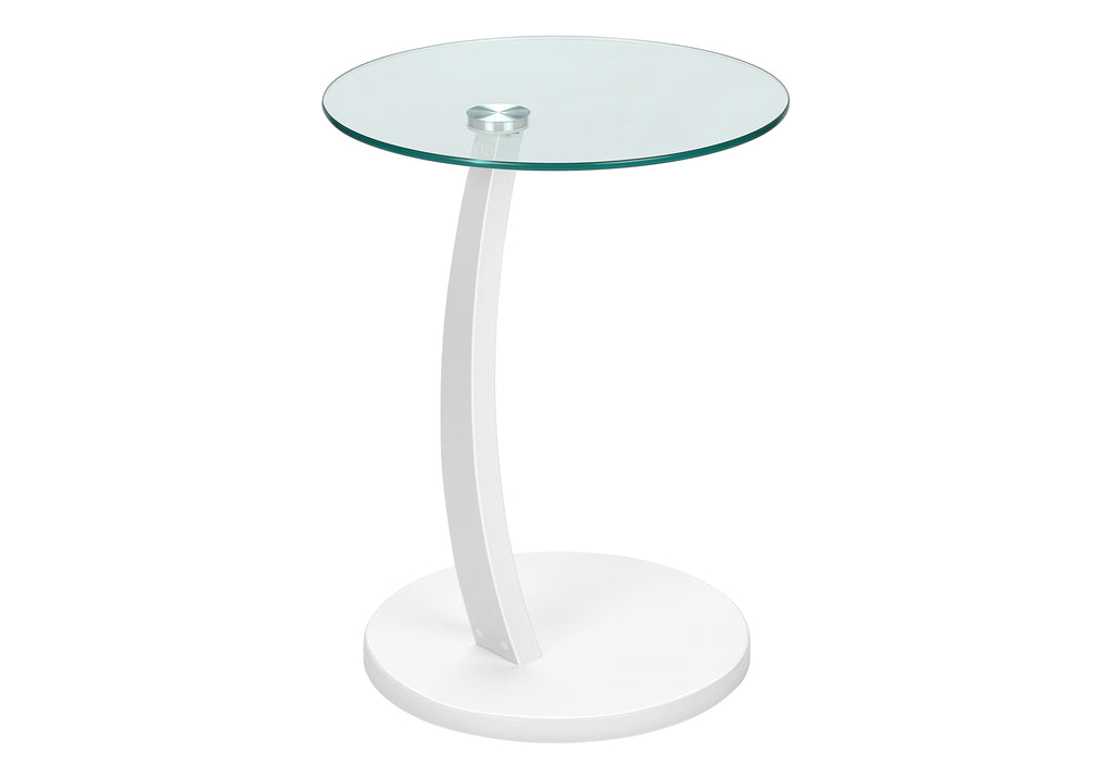 ACCENT TABLE - WHITE BENTWOOD WITH TEMPERED GLASS