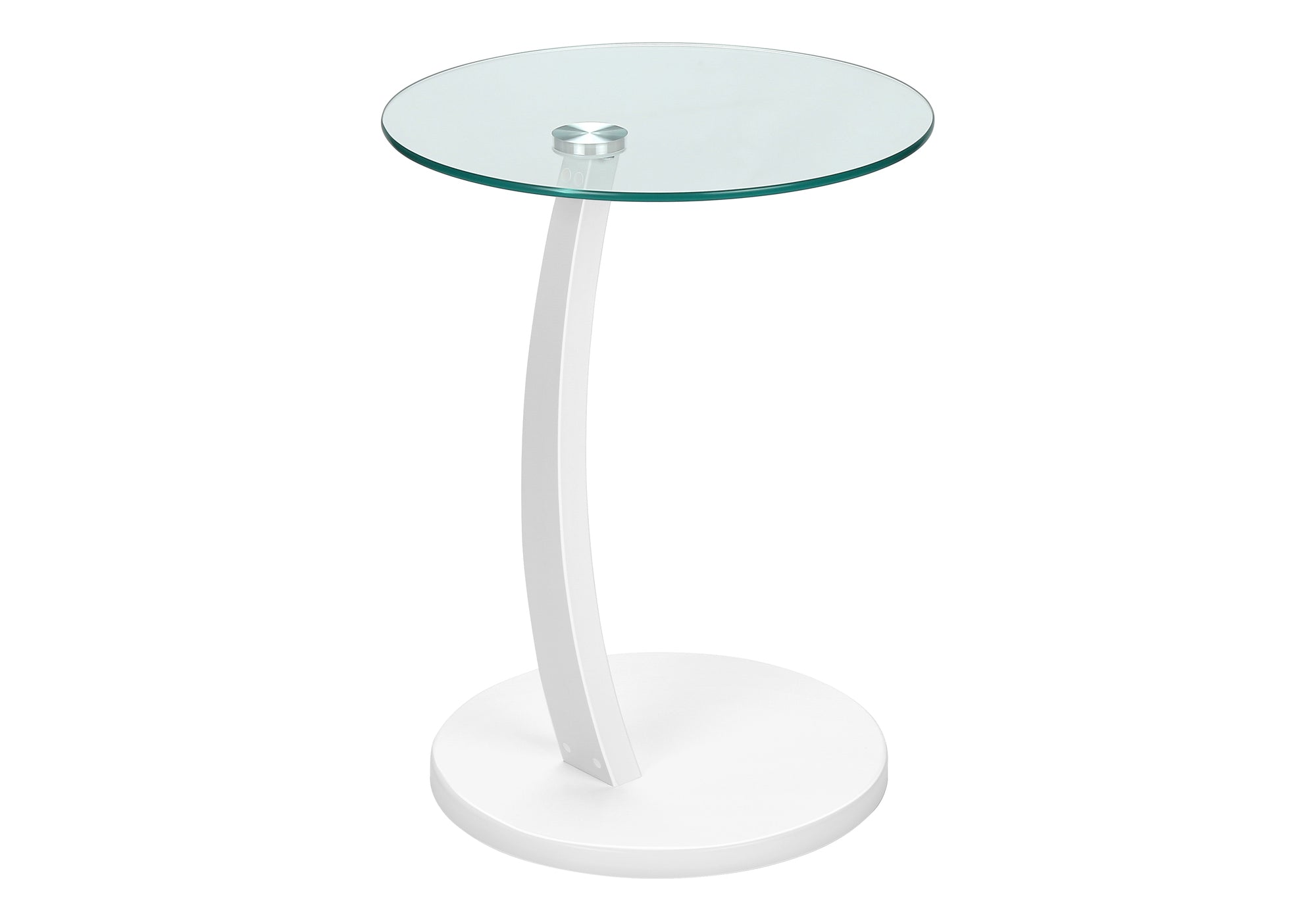 ACCENT TABLE - WHITE BENTWOOD WITH TEMPERED GLASS