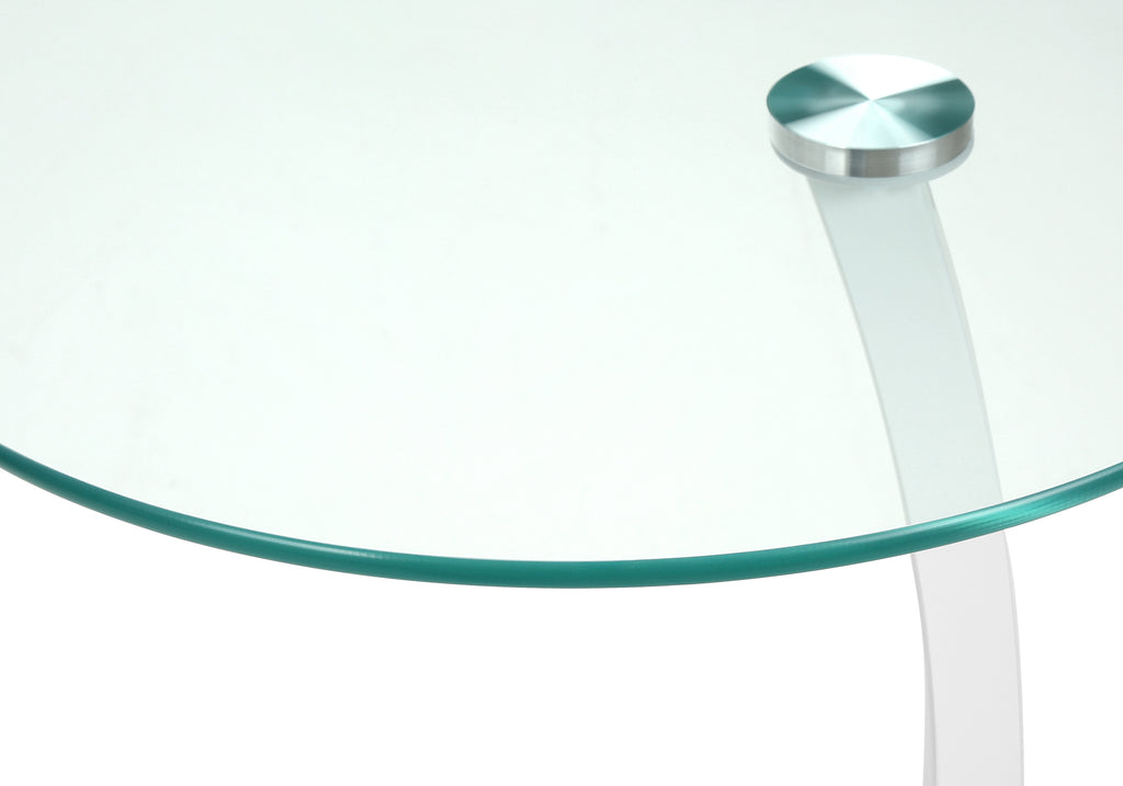 ACCENT TABLE - WHITE BENTWOOD WITH TEMPERED GLASS