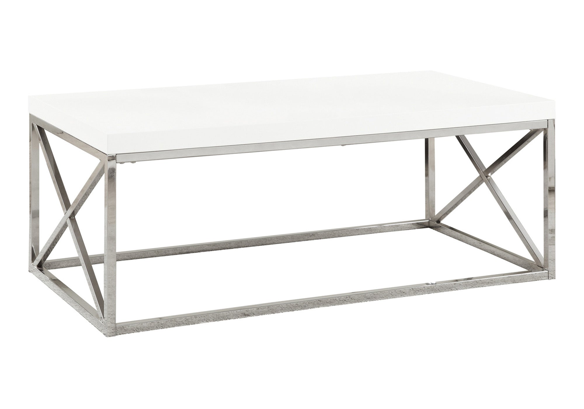 COFFEE TABLE - GLOSSY WHITE WITH CHROME METAL
