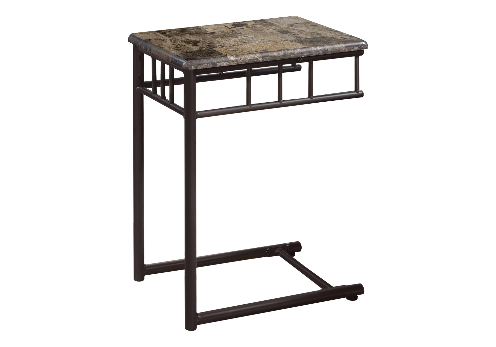 ACCENT TABLE - ESPRESSO MARBLE / BRONZE METAL