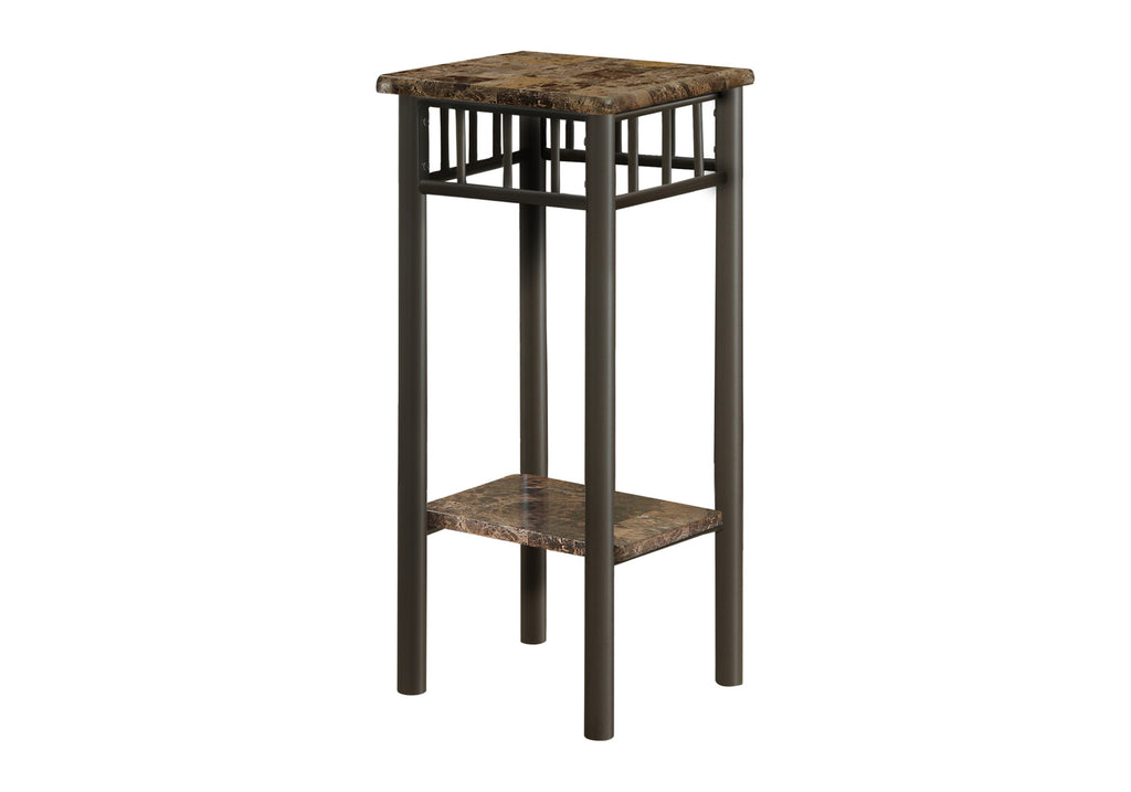ACCENT TABLE - ESPRESSO MARBLE / BRONZE METAL