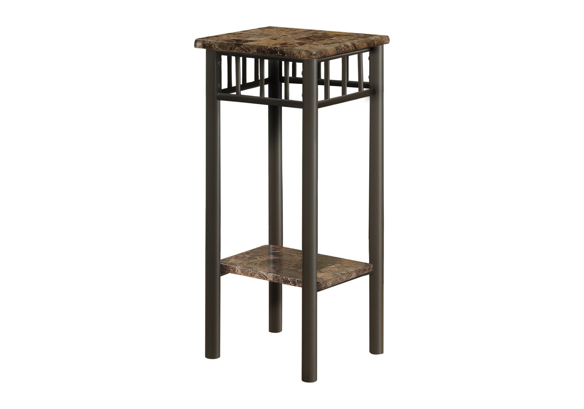 ACCENT TABLE - ESPRESSO MARBLE / BRONZE METAL