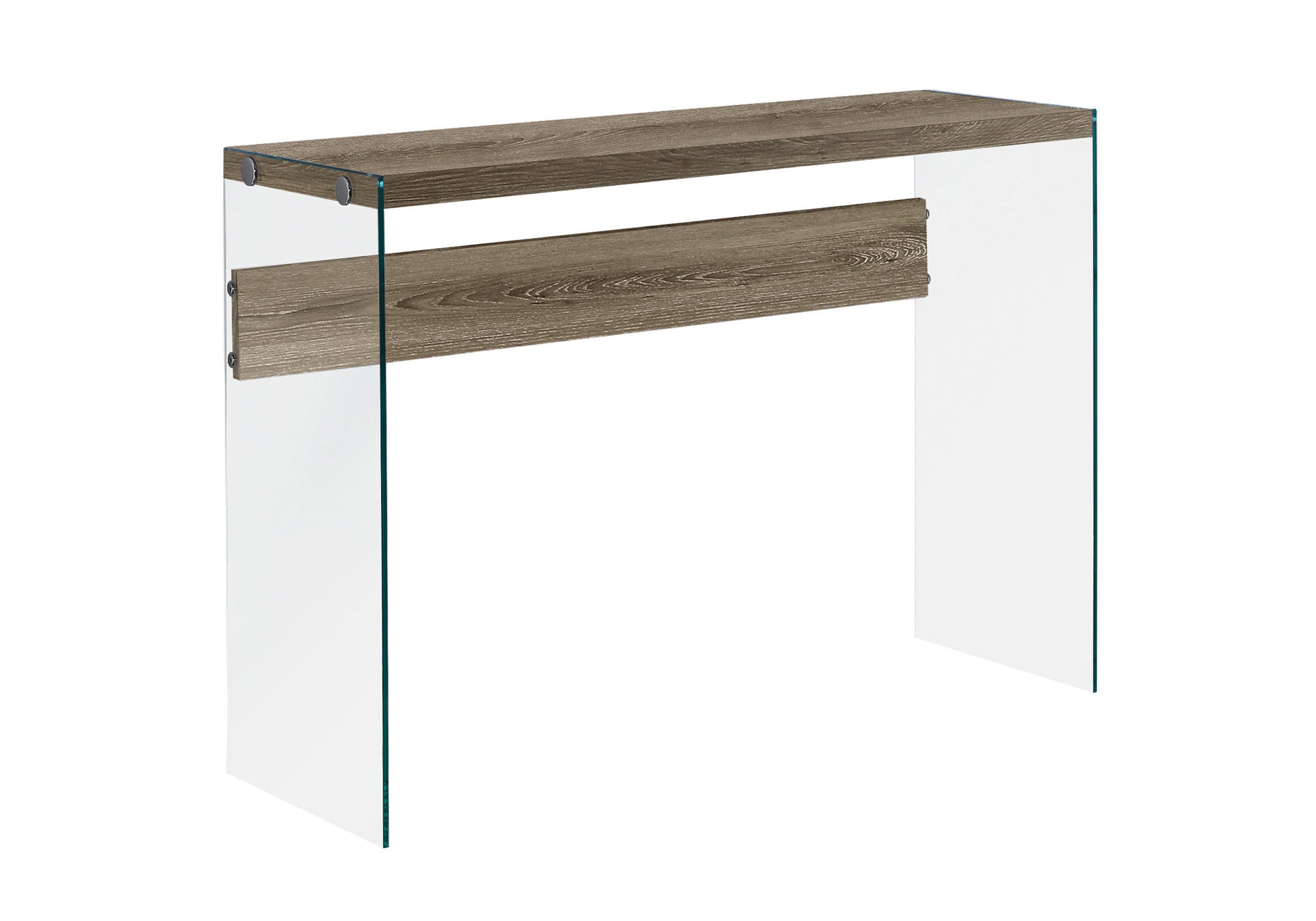 ACCENT TABLE - 44""L / DARK TAUPE / TEMPERED GLASS