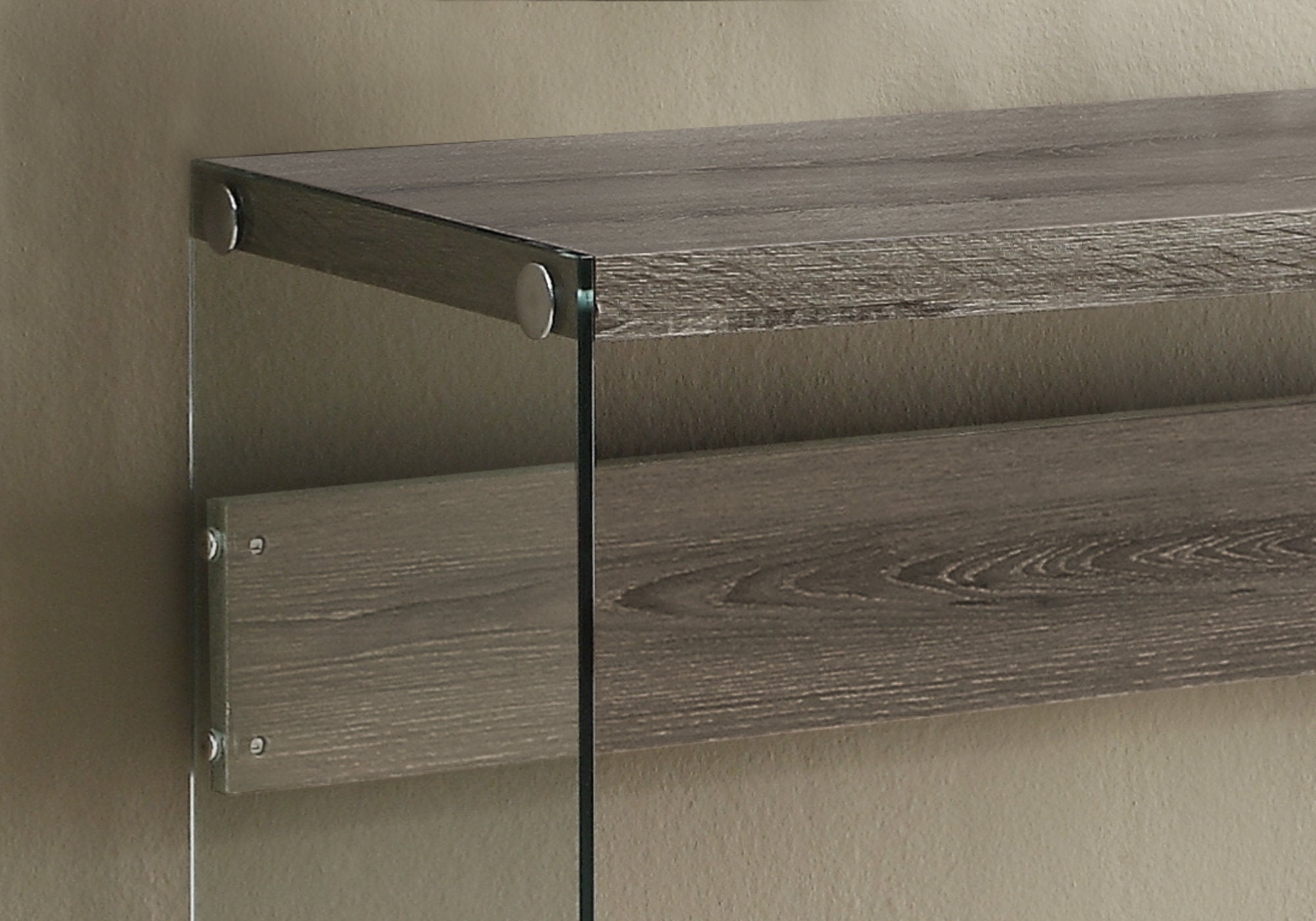 ACCENT TABLE - 44""L / DARK TAUPE / TEMPERED GLASS
