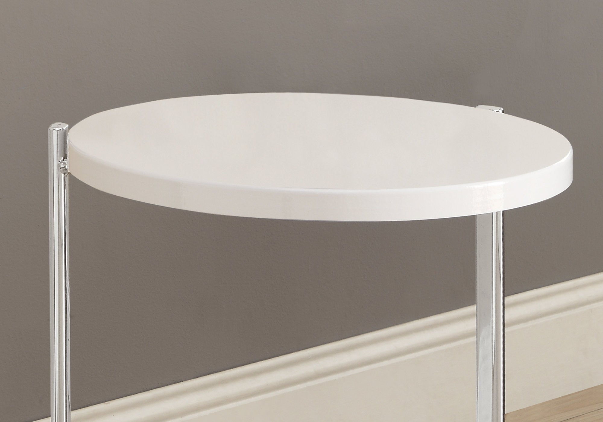 ACCENT TABLE - GLOSSY WHITE / CHROME METAL