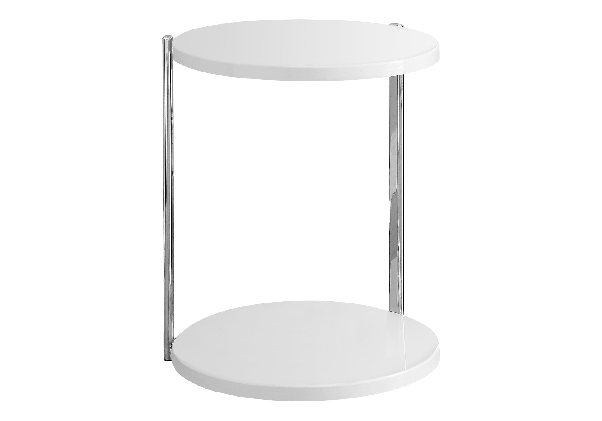 ACCENT TABLE - GLOSSY WHITE / CHROME METAL