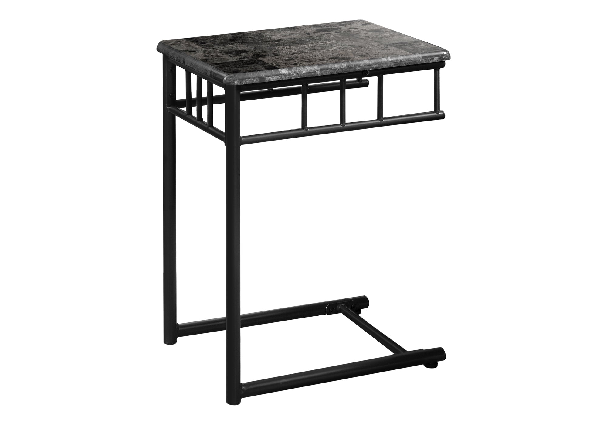ACCENT TABLE - GREY MARBLE / CHARCOAL METAL