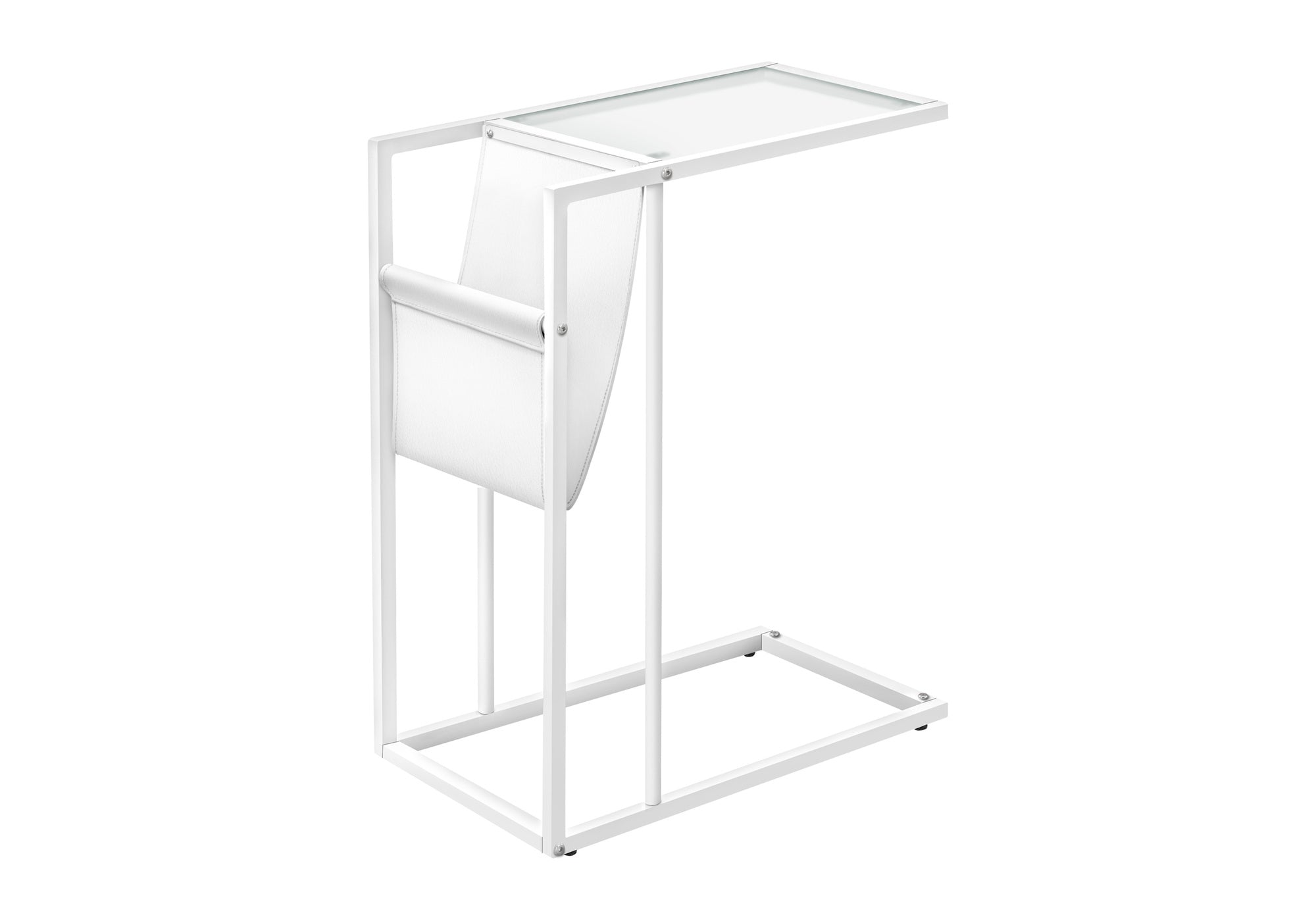 ACCENT TABLE - WHITE / WHITE METAL WITH A MAGAZINE RACK