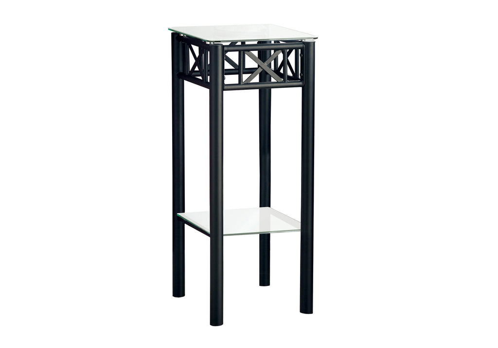 ACCENT TABLE - BLACK METAL WITH TEMPERED GLASS
