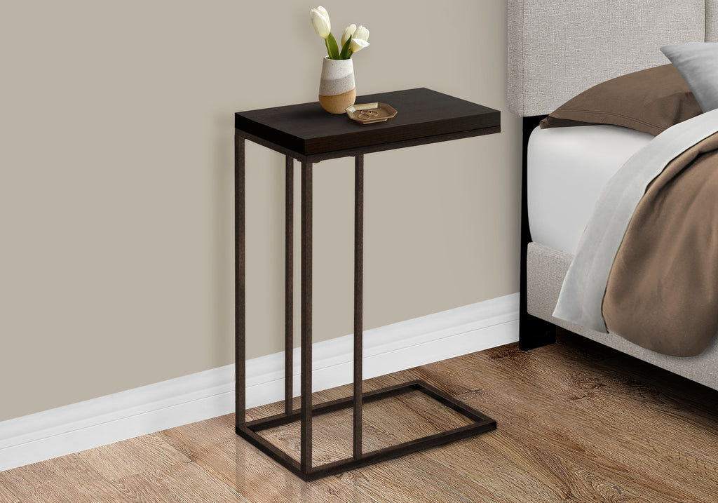 ACCENT TABLE - ESPRESSO / BRONZE METAL