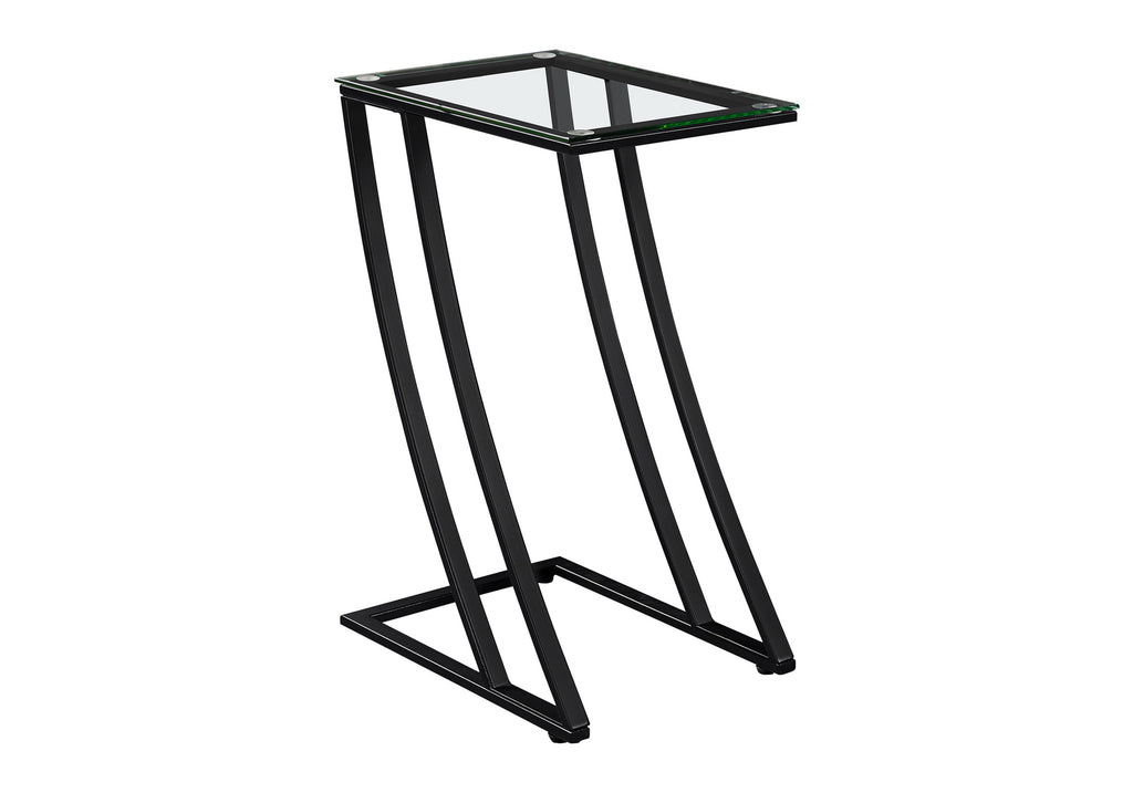 ACCENT TABLE - BLACK METAL WITH TEMPERED GLASS