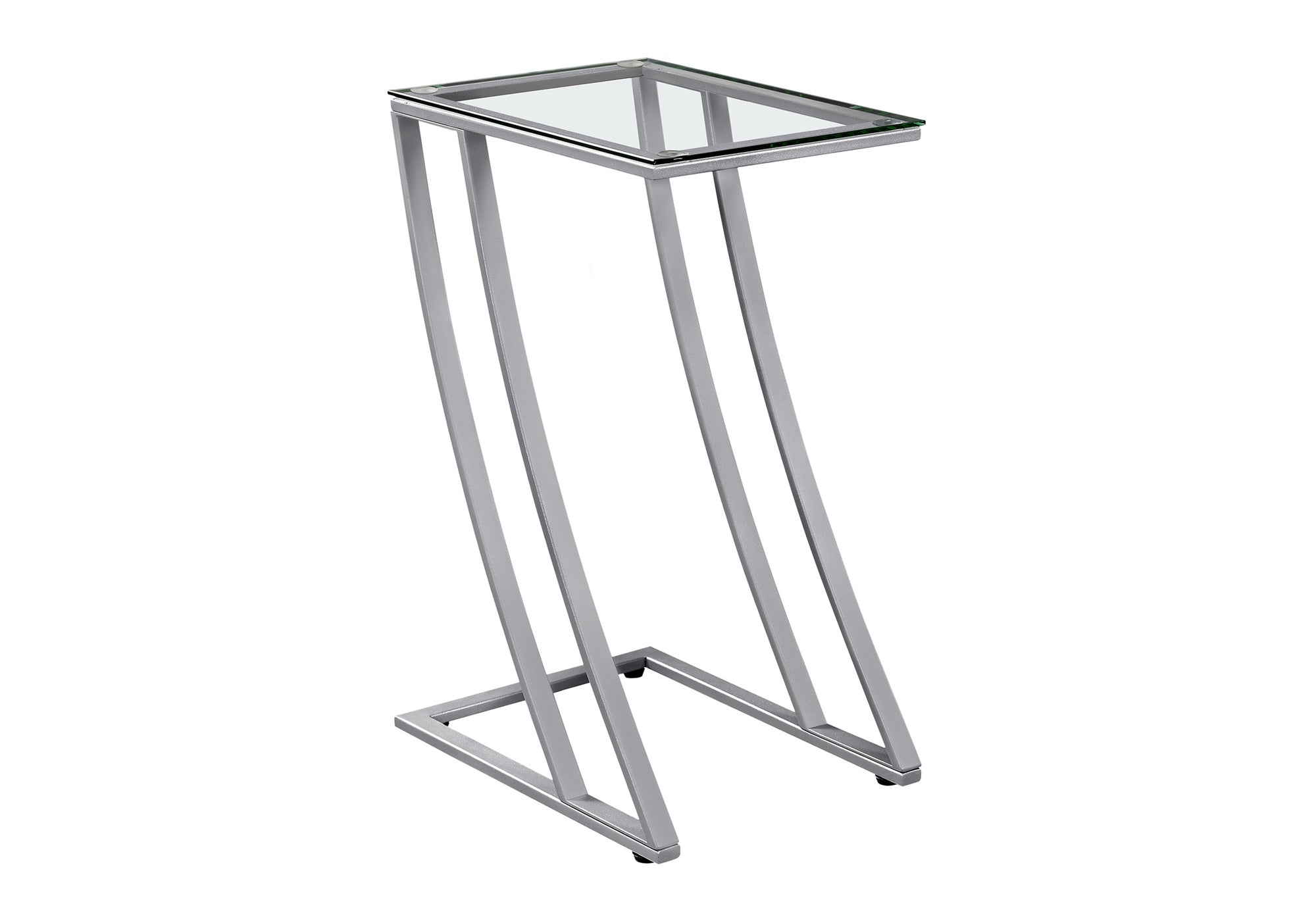ACCENT TABLE - SILVER METAL WITH TEMPERED GLASS