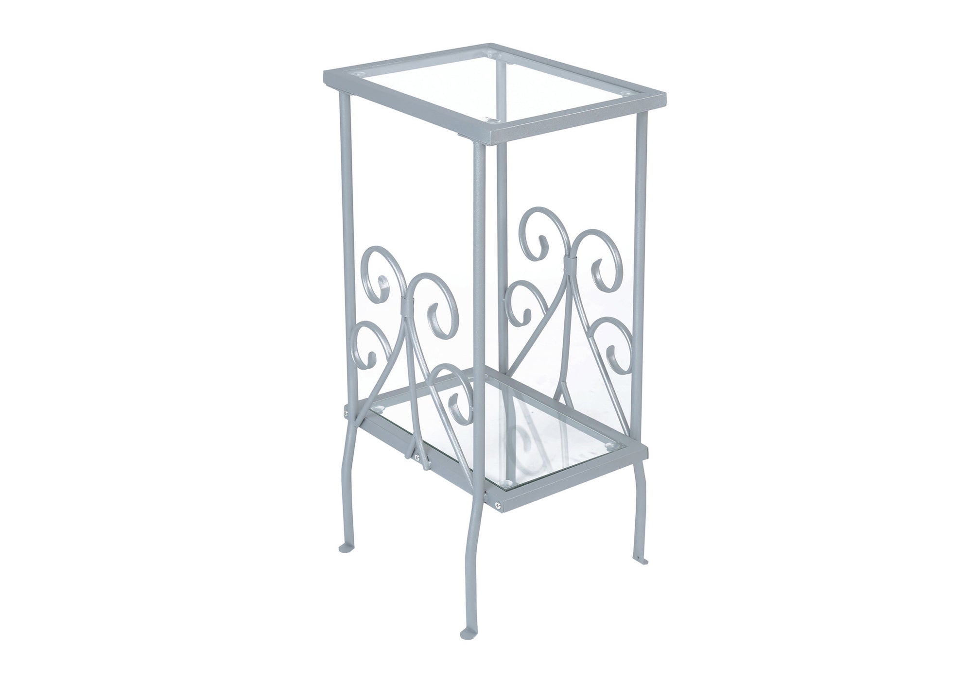 ACCENT TABLE - 30""H / SILVER METAL WITH TEMPERED GLASS