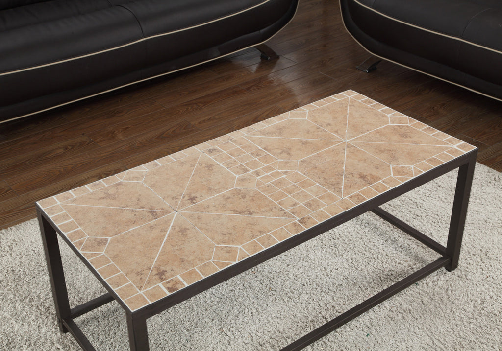 COFFEE TABLE - TERRACOTTA TILE TOP / HAMMERED BROWN