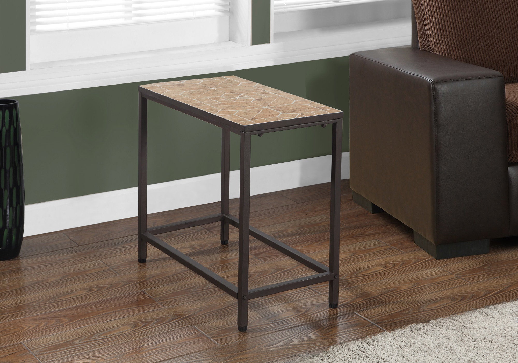 ACCENT TABLE - TERRACOTTA TILE TOP / HAMMERED BROWN