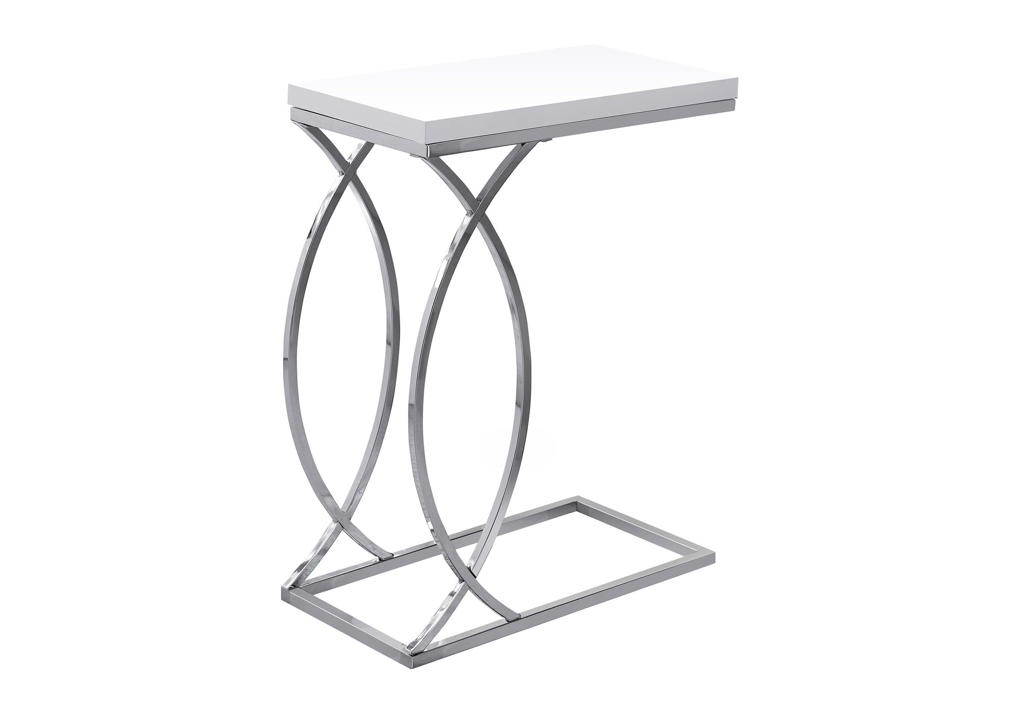 ACCENT TABLE - GLOSSY WHITE WITH CHROME METAL