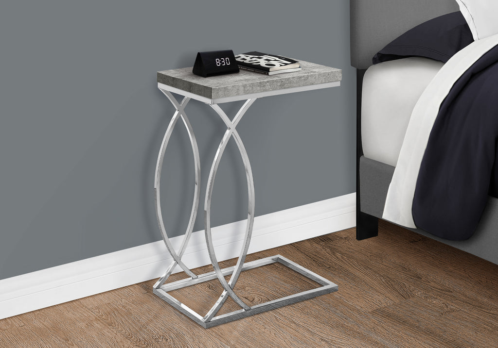 ACCENT TABLE - GREY CEMENT WITH CHROME METAL