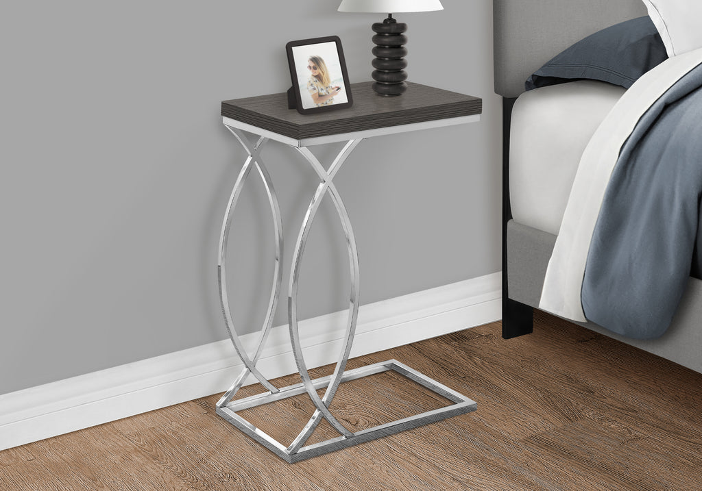 ACCENT TABLE - GREY WITH CHROME METAL
