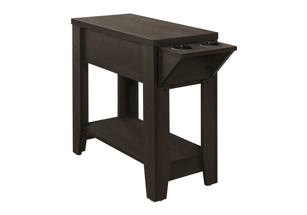 ACCENT TABLE - 23""H / ESPRESSO WITH A GLASS HOLDER