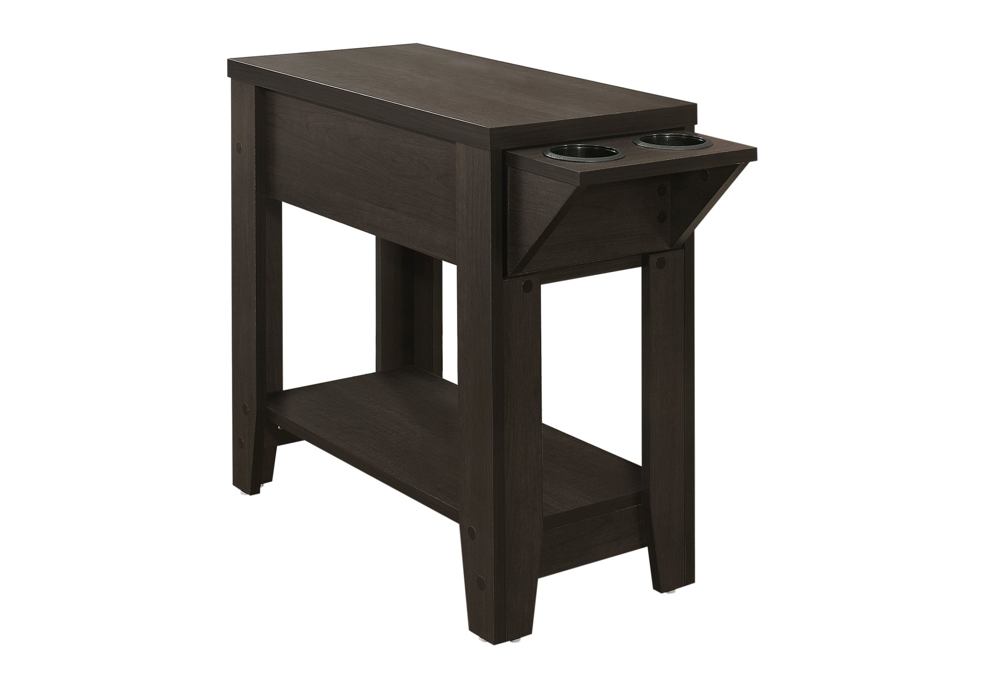 ACCENT TABLE - 23""H / ESPRESSO WITH A GLASS HOLDER
