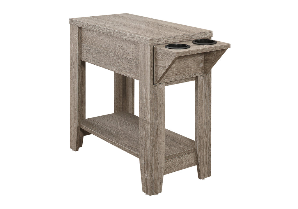 ACCENT TABLE - 23""H / DARK TAUPE WITH A GLASS HOLDER