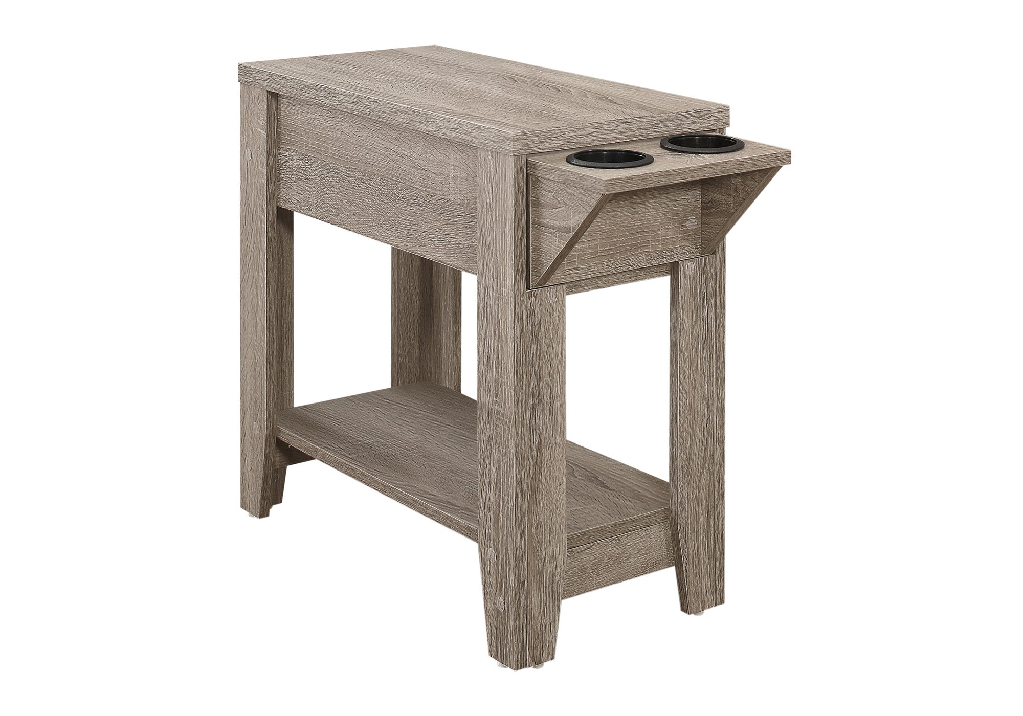 ACCENT TABLE - 23""H / DARK TAUPE WITH A GLASS HOLDER