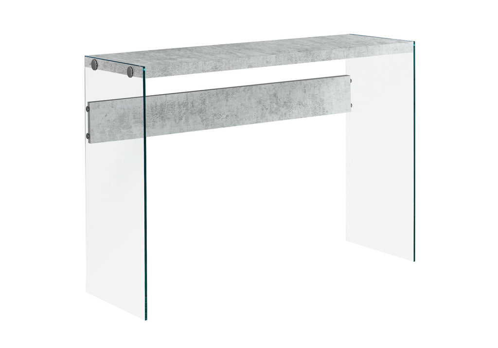 ACCENT TABLE - 44""L / GREY CEMENT / TEMPERED GLASS