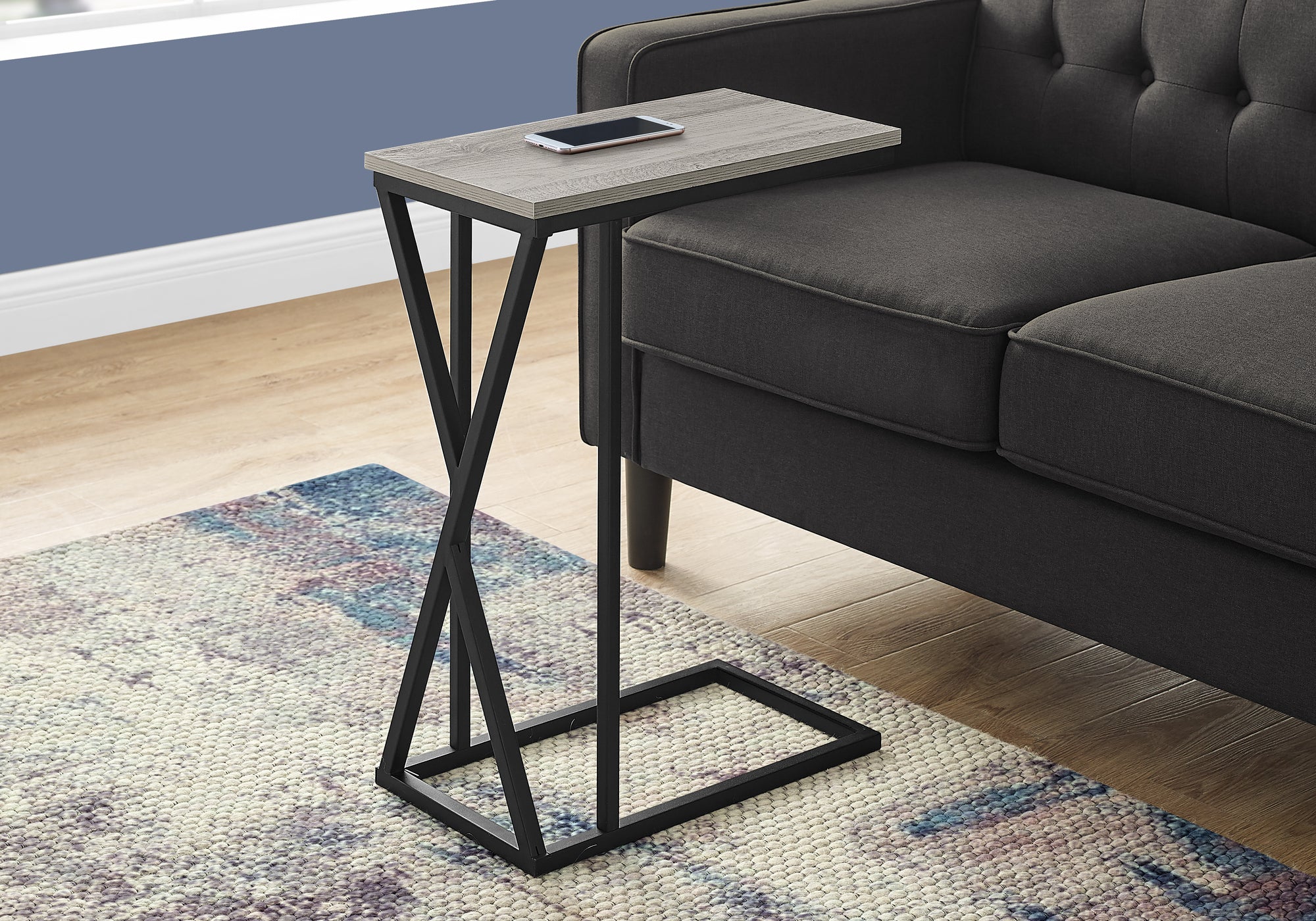 ACCENT TABLE - 25""H / GREY / BLACK METAL