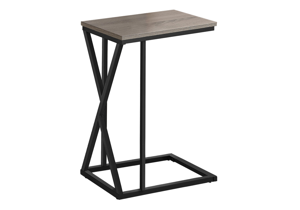 ACCENT TABLE - 25""H / DARK TAUPE / BLACK METAL